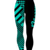 12Bagger Reign Black Teal Stripes Bowling Leggings - Image 2