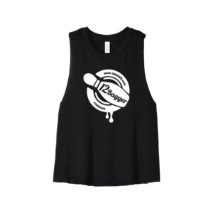 12Bagger Women's Cropped Racerback Bowling Tank Top - Black, 2X