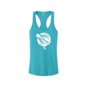 12Bagger Women's Racerback Bowling Tank Top - Tahiti Blue, 2X